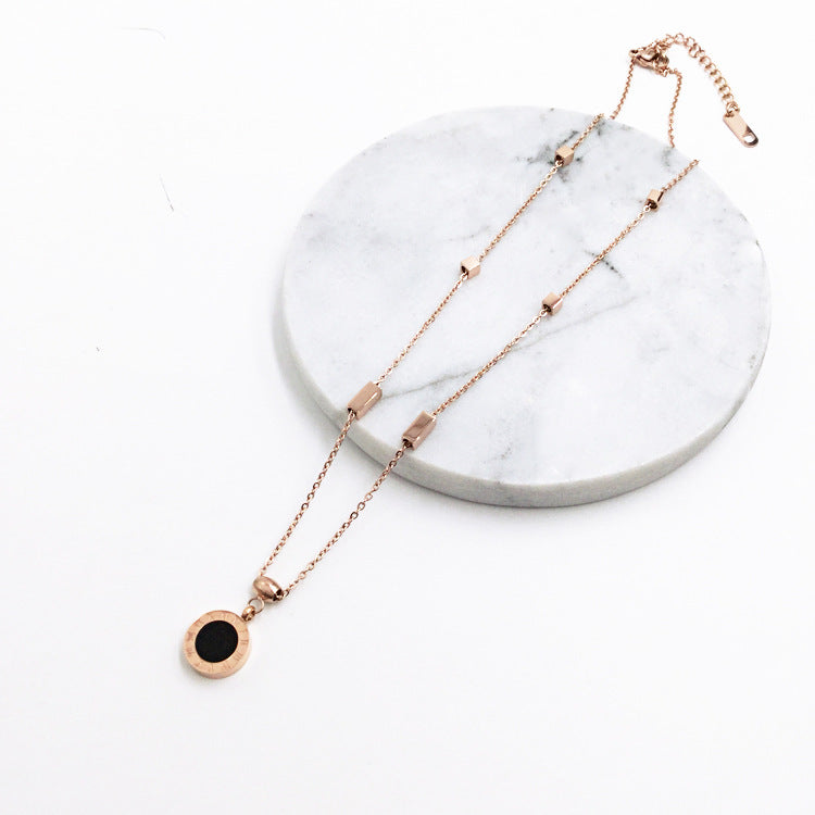 Korean Fashion Titanium Steel Plated 18K Rose Gold Necklace