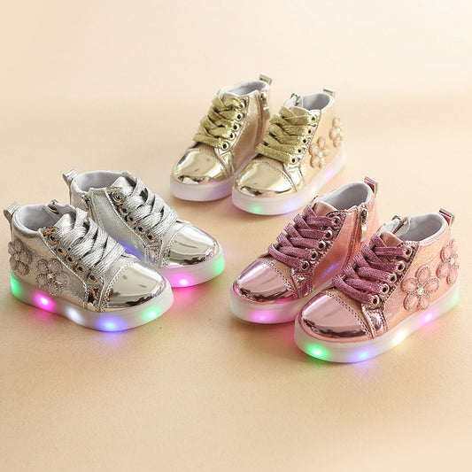 Casual Light-up Flower Rhinestone Cartoon LED Flashing Shoes