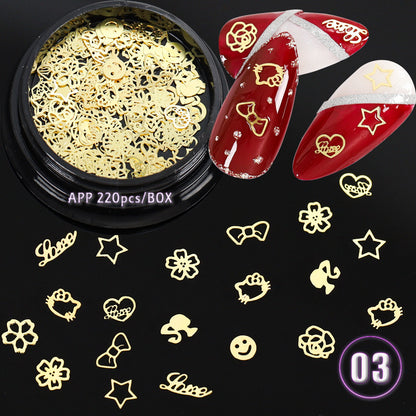 Ultra Thin Hollow Metal Chip English Letter Snowflake Christmas Nail Patch