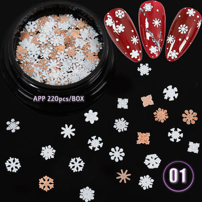 Ultra Thin Hollow Metal Chip English Letter Snowflake Christmas Nail Patch