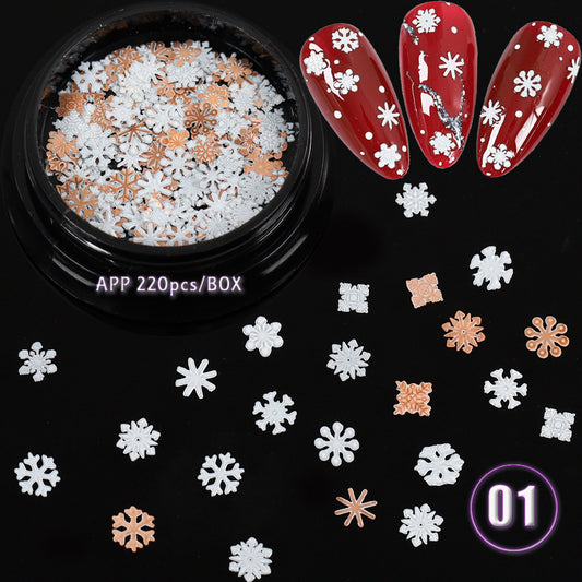 Ultra Thin Hollow Metal Chip English Letter Snowflake Christmas Nail Patch