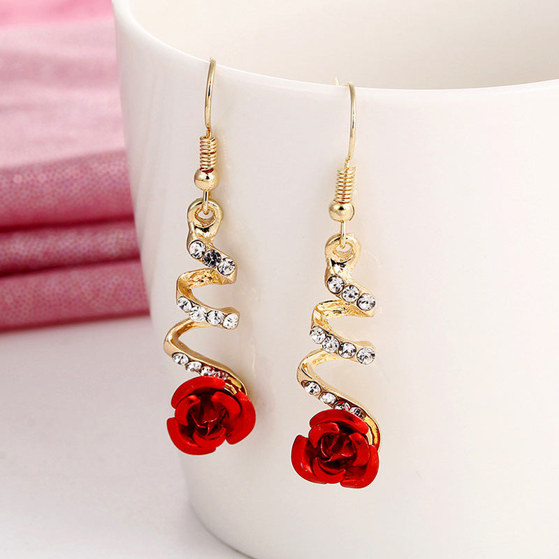 Long Rhinestone Tassel Earrings