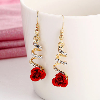 Long Rhinestone Tassel Earrings