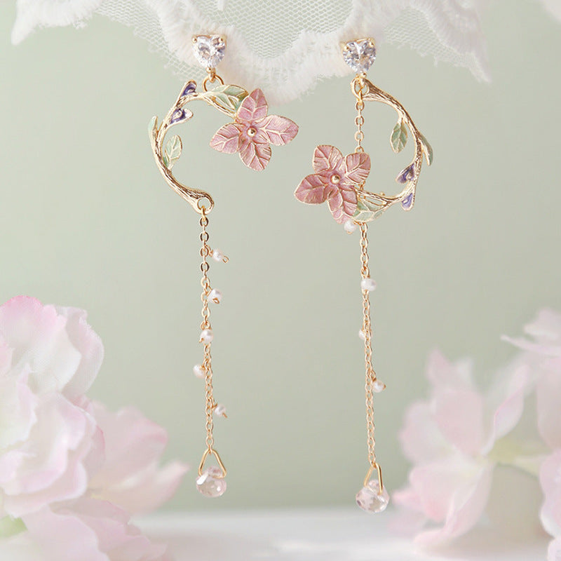 Long Rhinestone Tassel Earrings