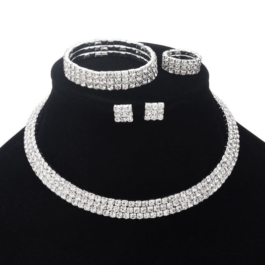 Exaggerated Claw Diamond Beaded Four-Piece Set