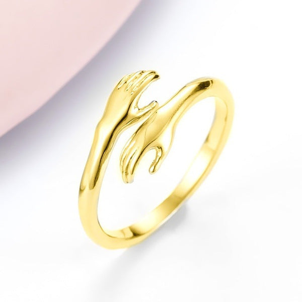 Simple Hands Alloy Hug Ring