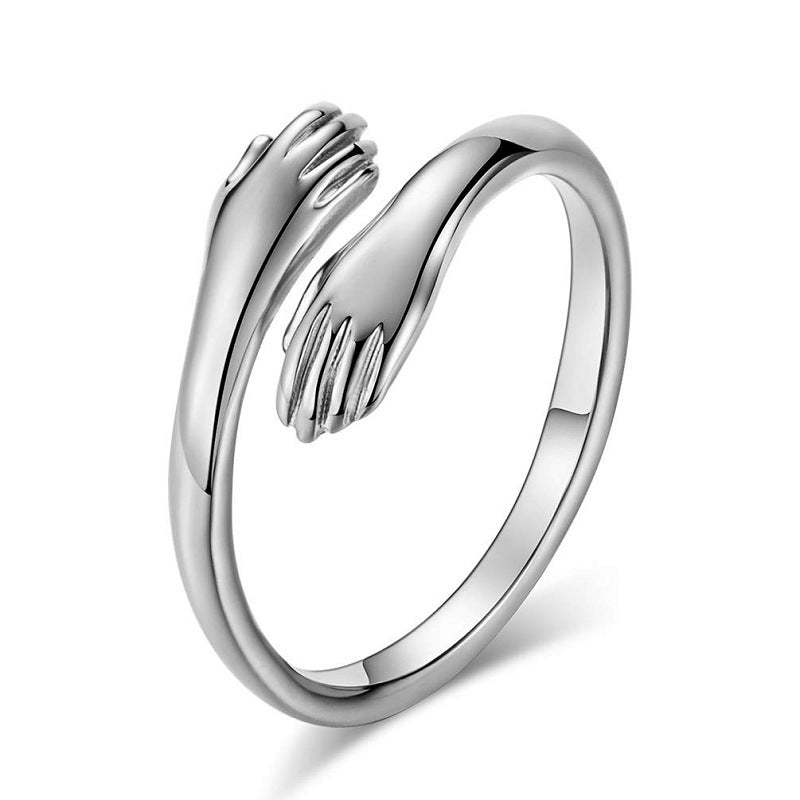 Simple Hands Alloy Hug Ring
