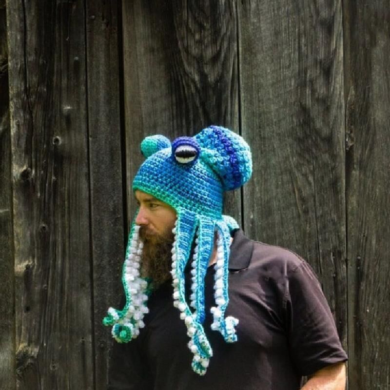 Adult Tricky And Funny Octopus Headgear Handmade Crochet Woolen Hat