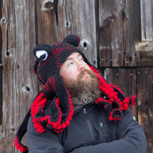Adult Tricky And Funny Octopus Headgear Handmade Crochet Woolen Hat