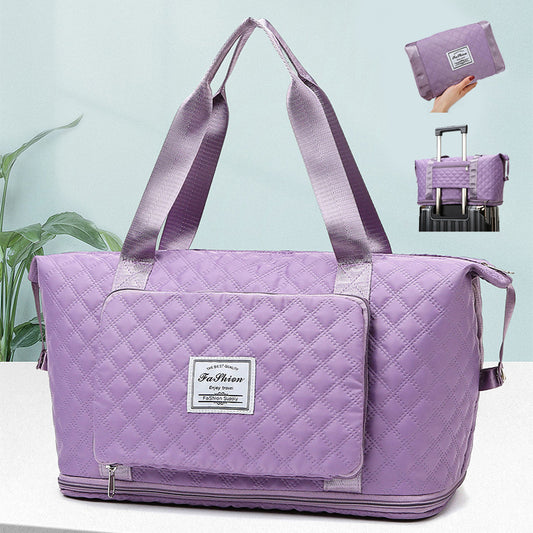 Foldable Travel Duffle Bag With Rhombus Sewing Design