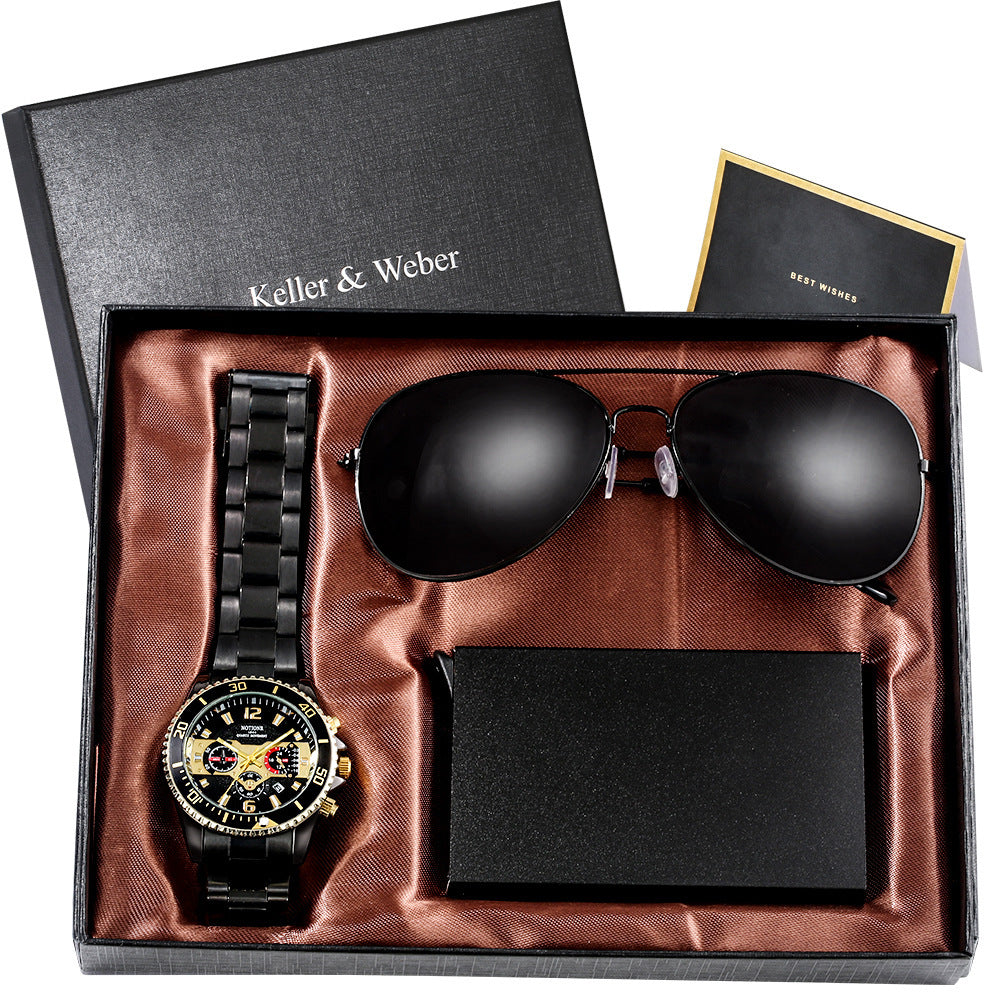 Men's Quartz Watch, Sunglasses And Gift Box