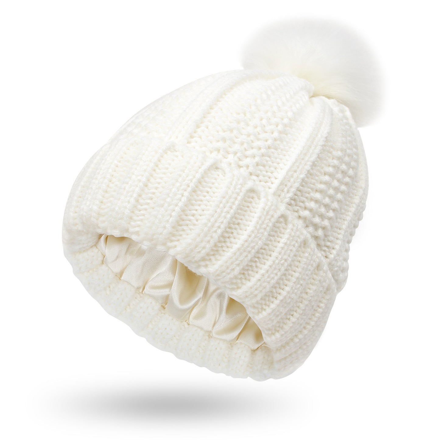 Fashion Stretchy Satin Lined Skull Knit Beanie Hat For Women