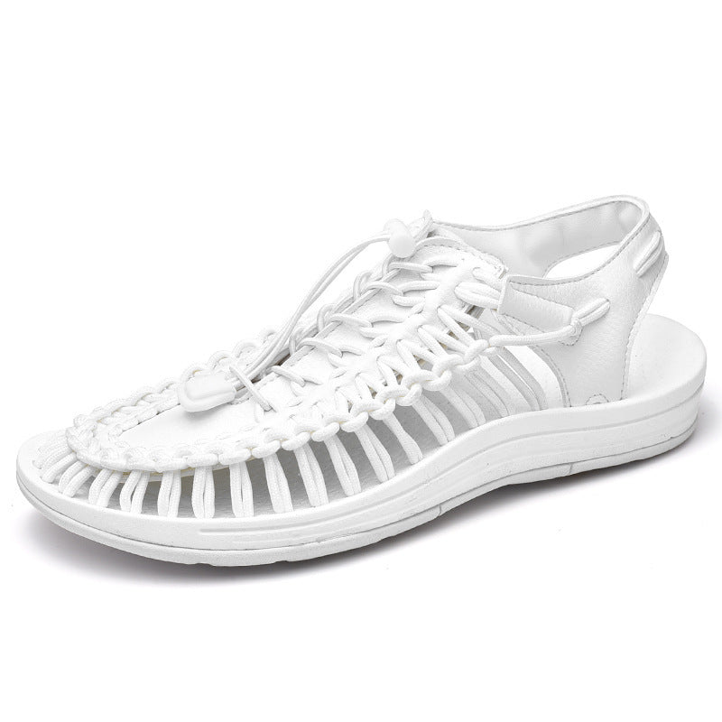 Woven Drawstring Tie Roman Shoes