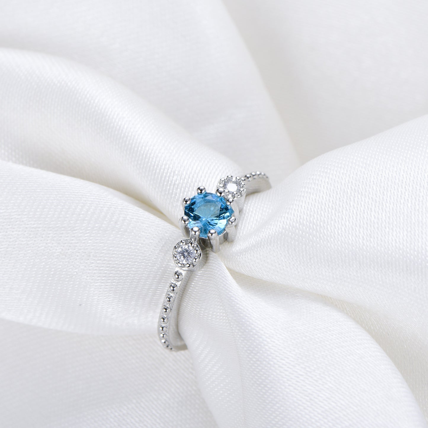 Ocean Blue Rhinestone Rings, Gold Silver Finger Rings  And Simple Bohemian Rings For Weddings