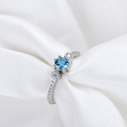 Ocean Blue Rhinestone Rings, Gold Silver Finger Rings  And Simple Bohemian Rings For Weddings