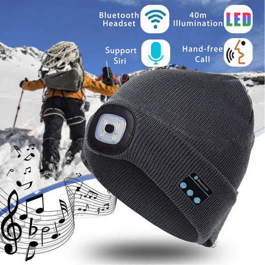 Wireless Smart Music Beanie with Built-in Headset & Headphones