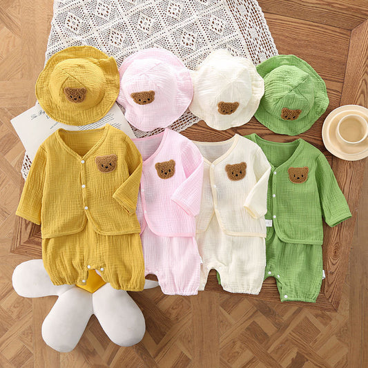 Baby Summer Wear Thin Hooded Gauze Suspender Pants