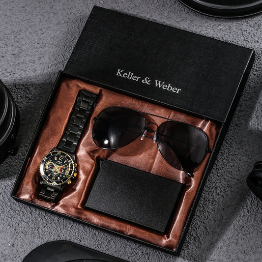 Men's Quartz Watch, Sunglasses And Gift Box