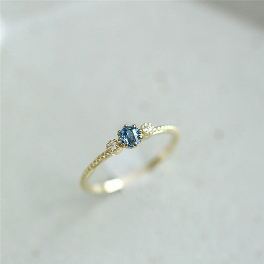 Ocean Blue Rhinestone Rings, Gold Silver Finger Rings  And Simple Bohemian Rings For Weddings