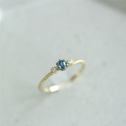 Ocean Blue Rhinestone Rings, Gold Silver Finger Rings  And Simple Bohemian Rings For Weddings
