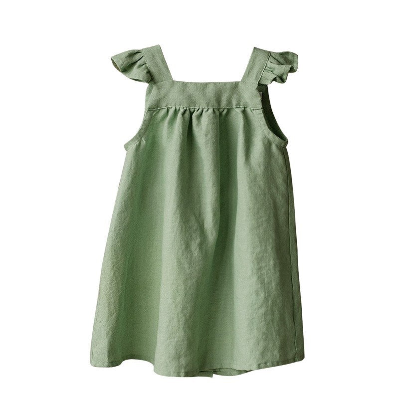 Girls Summer Linen Loose Sling Dress