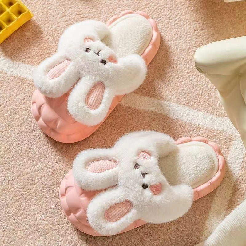 Cute Rabbit Fuzzy Slippers For Women
