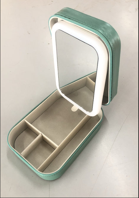 Portable Makeup Storage Box With LED Light Mirror