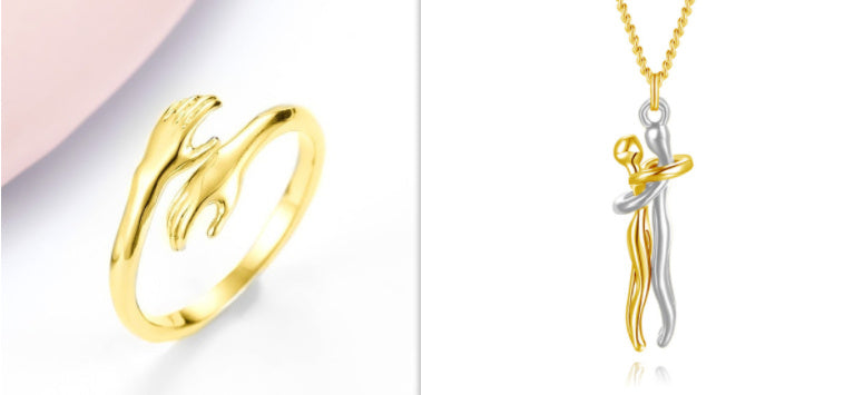 Simple Hands Alloy Hug Ring
