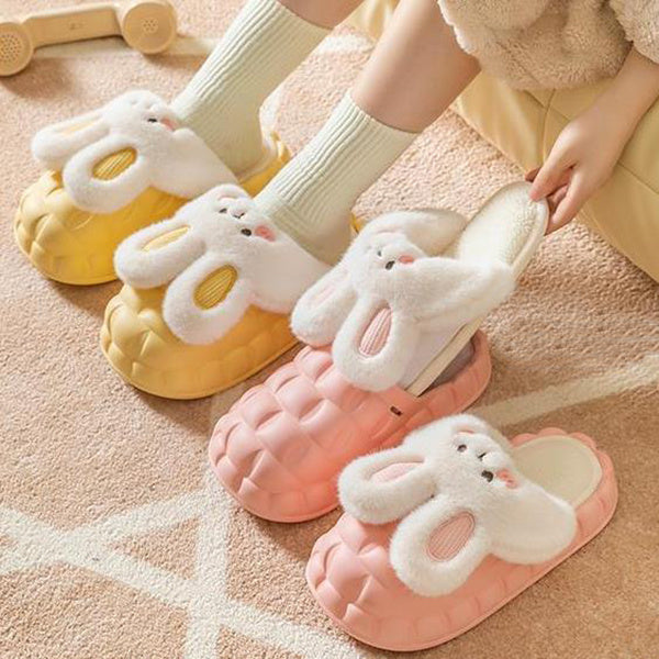 Cute Rabbit Fuzzy Slippers For Women