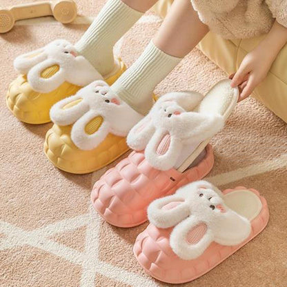 Cute Rabbit Fuzzy Slippers For Women