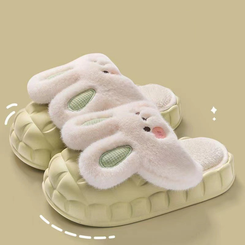 Cute Rabbit Fuzzy Slippers For Women