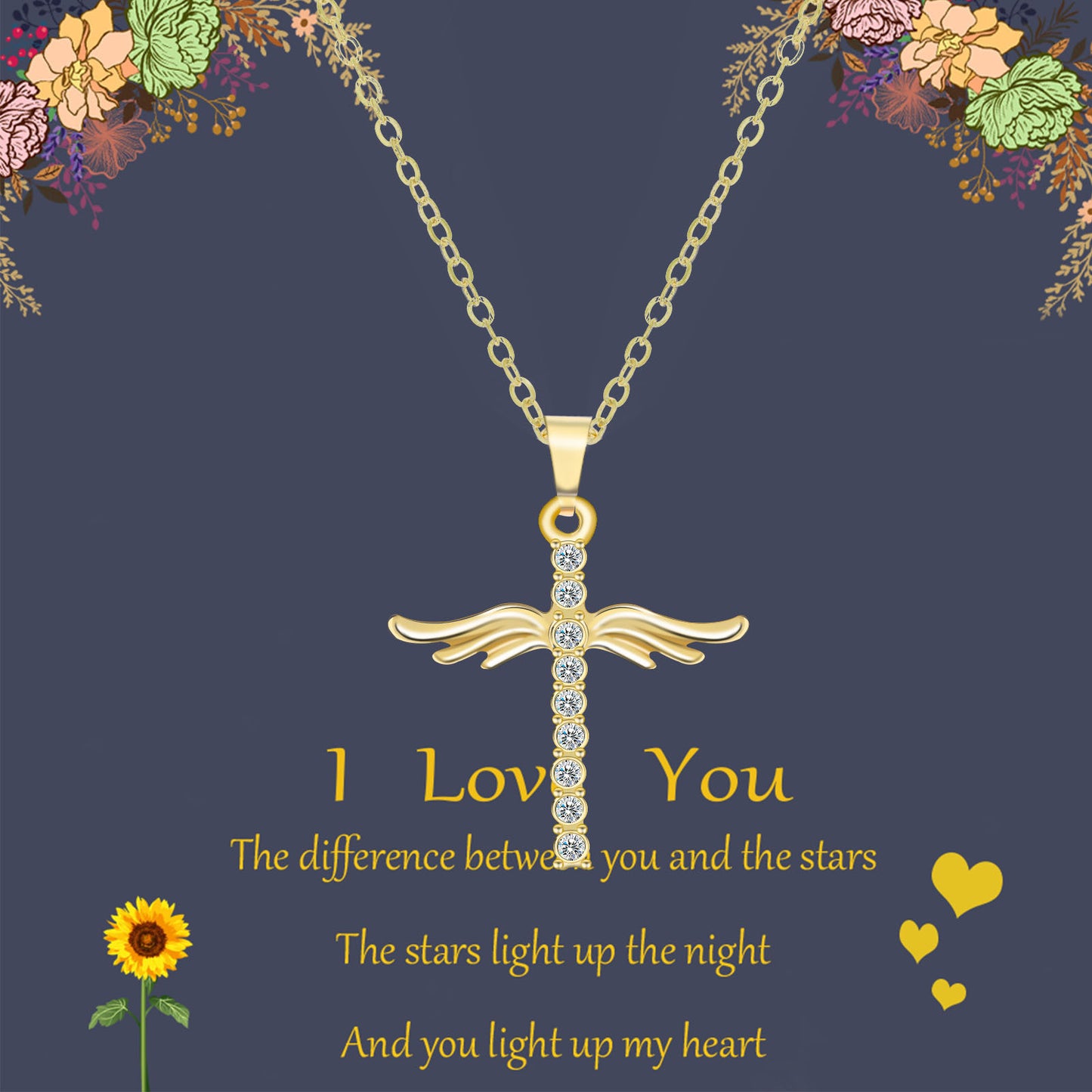 Angel Wings Cross Pendant Necklace For Women