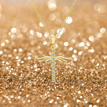 Angel Wings Cross Pendant Necklace For Women