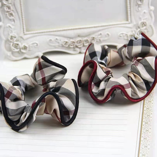 Simple New Classic Plaid Fabric Large Intestine Hair Ring