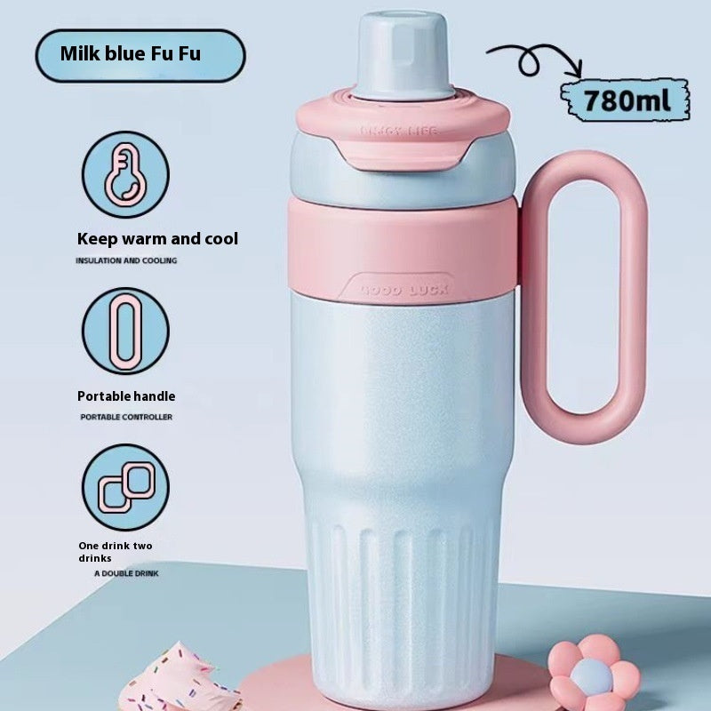 780 mL Gradient Double-Wall Thermal Cup – Stainless Steel with Lid & Straw