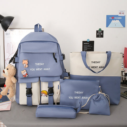 Five-piece Set Color Matching Backpack