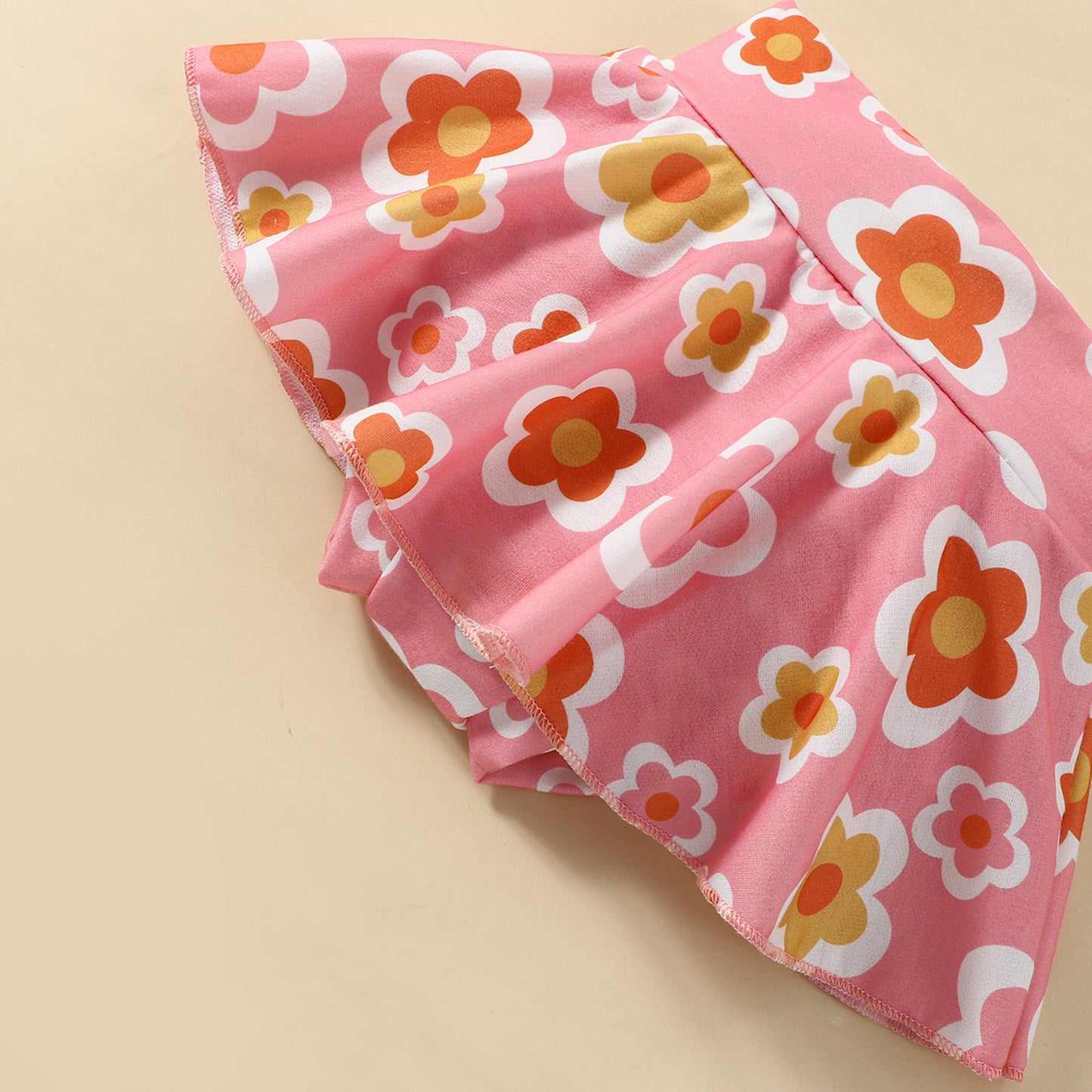 Ins Girls' New Solid Color Sling Top Flower Skirt Suit