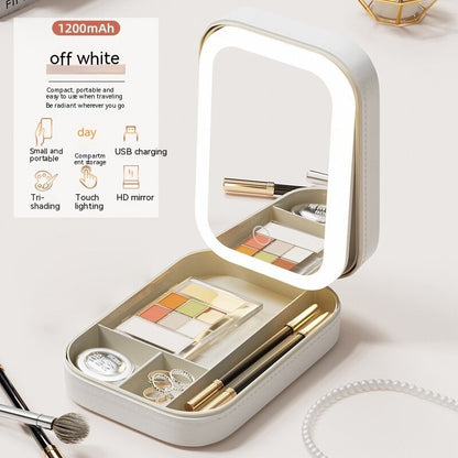 Portable Makeup Storage Box With LED Light Mirror