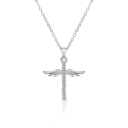 Angel Wings Cross Pendant Necklace For Women