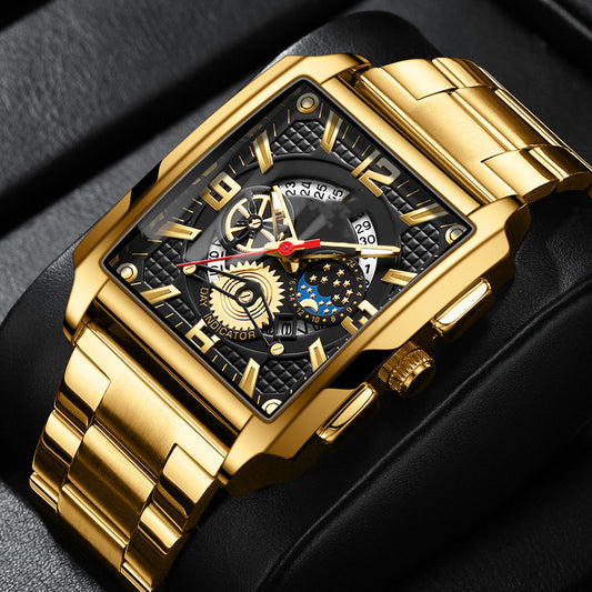 Men's Vintage Square Calendar Waterproof Luminous Watch