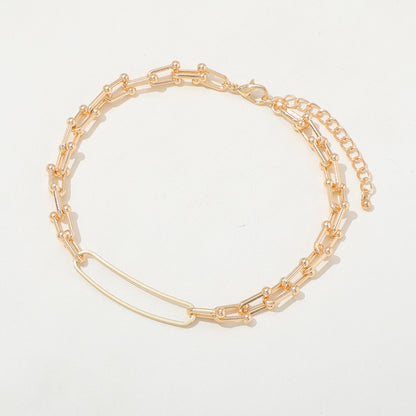 High-grade Retro U-shaped Double-layer Metal Chain Tag Necklace