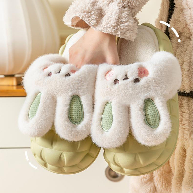 Cute Rabbit Fuzzy Slippers For Women
