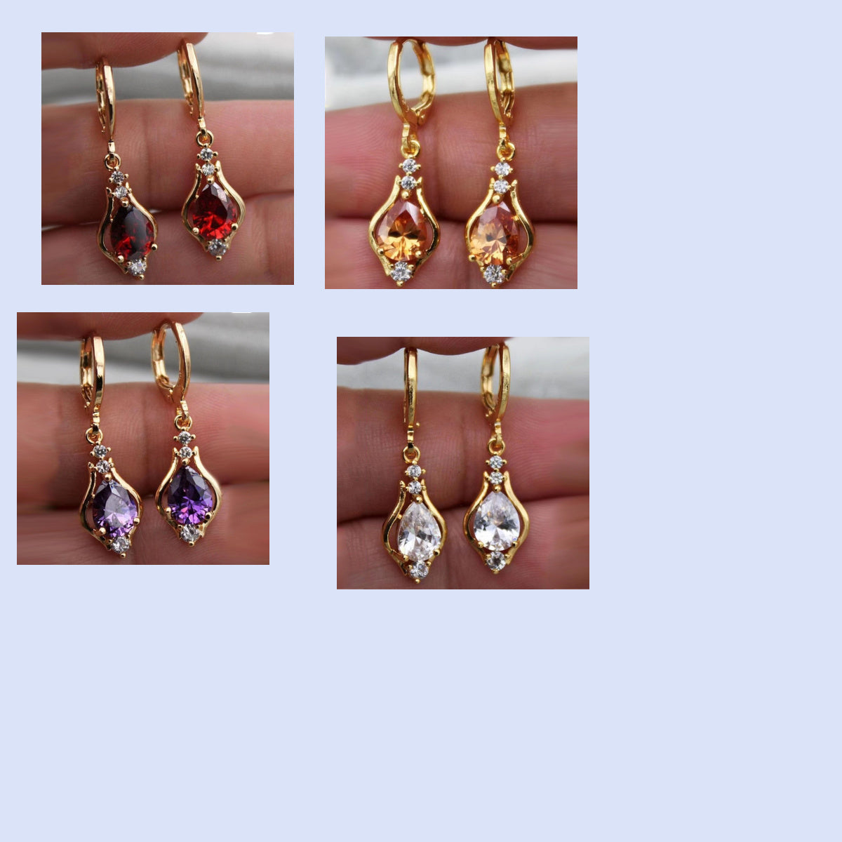 Purple Zircon Drop-shaped Temperament Earrings