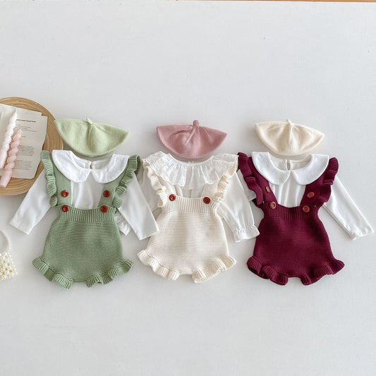 Girls' Personalized Ruffled Suspender Pants