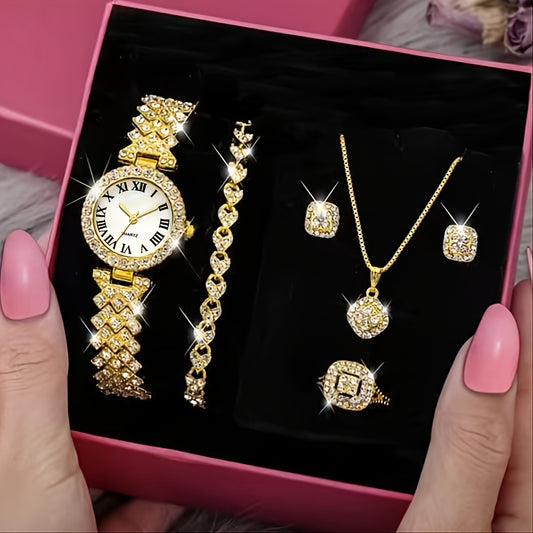 Full Diamond Luxury Bracelet Watch Suit