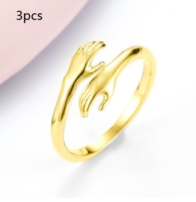 Simple Hands Alloy Hug Ring