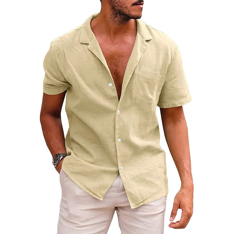 Casual Button Down Shirt Short Sleeve Beach Shirt