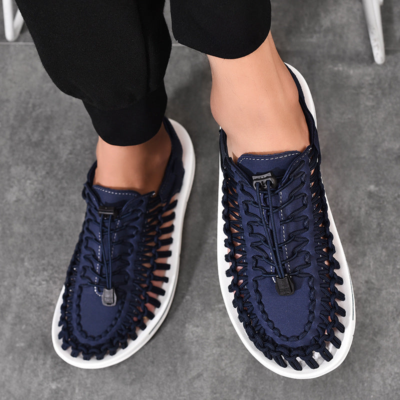Woven Drawstring Tie Roman Shoes