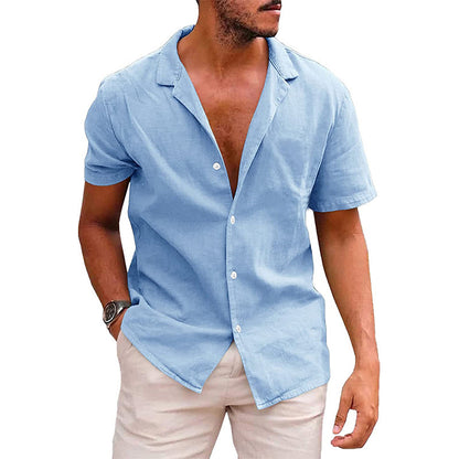 Casual Button Down Shirt Short Sleeve Beach Shirt
