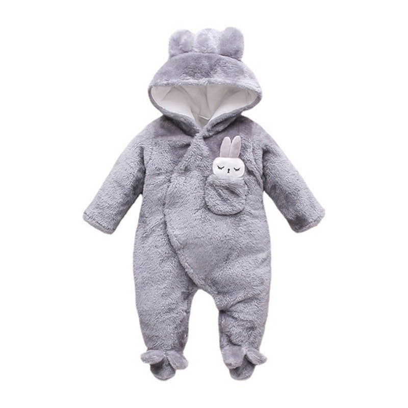 Solid Color Cartoon Baby One-piece